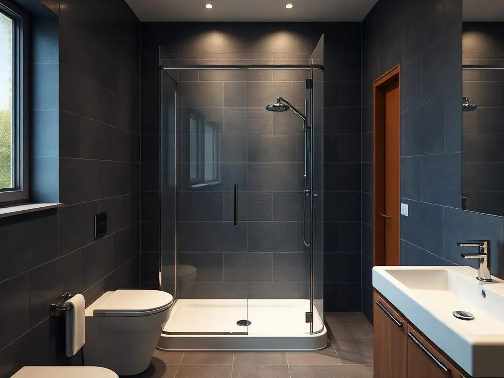 Newly renovated bathroom with walk-in shower