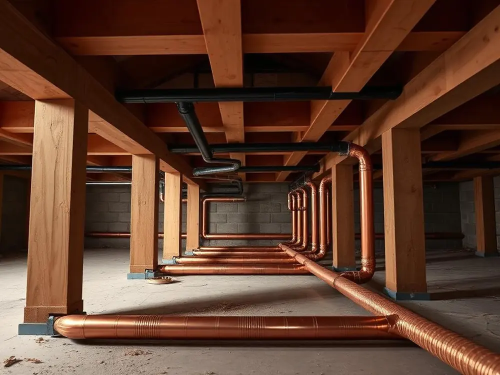 New copper pipework runs during a full house repipe
